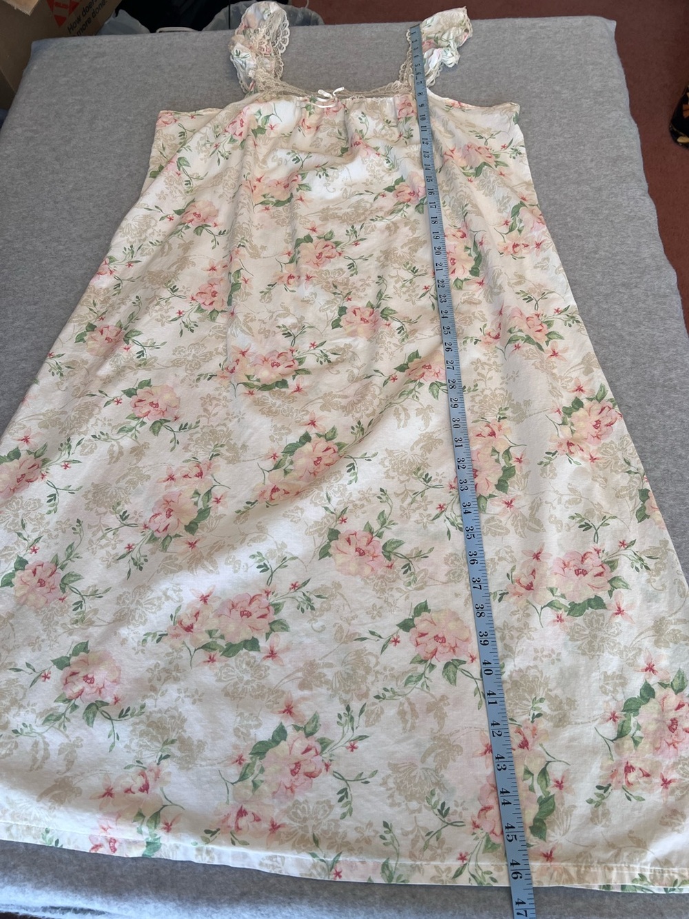 Vintage Laura Ashley Floral Nightgown Large 100% Cotton Lace Trim Cottagecore - Picture 7 of 11